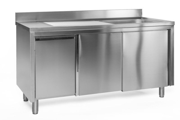 A&S Gastro Spülschrank mit Abfallbehälter, 1 Becken links, Bautiefe 600 mm, 100x600x850 mm, SPSCH1061BL-A