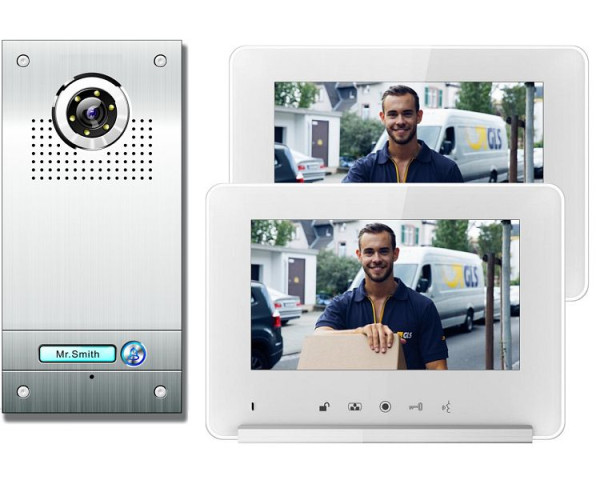 Anthell Electronics 1-Familien Farb-Video-Tür-Sprechanlage Set mit Bildspeicher, mit 2X 7" Monitor, CKN1-690S1-2