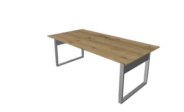 Kerkmann Schreibtisch extragroß / Besprechungstisch mit Bügelgestell, Form 5, B 2000 x T 1000 x H 680-820 mm, Asteiche, 11403755