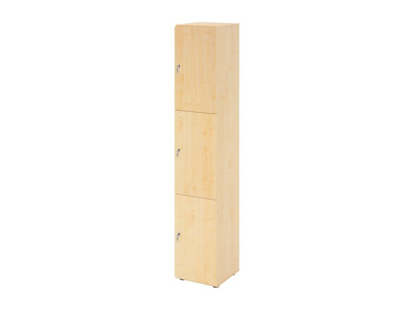 Hammerbacher Schließfachschrank schmal 6OH, 3 Türen mit Schloss, Korpus: Ahorn, Türen: Ahorn, 40 x 40 x 215,6 cm (BxTxH), V264L3/3/3/DS