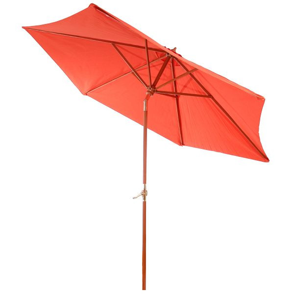 Mendler Holz-Sonnenschirm Gartenschirm Marktschirm Florida 3m, stabil, neigbar, Kurbel, terracotta, 25675