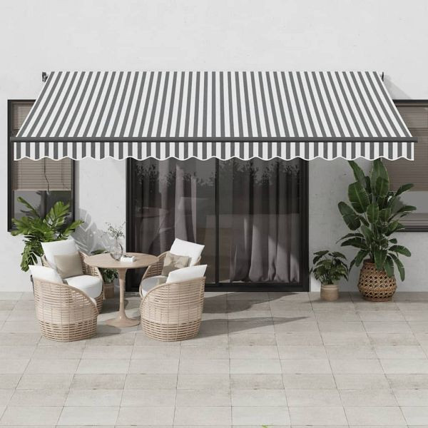 vidaXL Markise Automatisch mit LEDs Anthrazit & Weiß 450x300 cm, 3310236