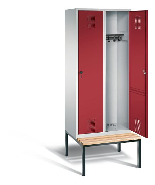 C+P Garderobenschrank Evolo, H2090xB810xT815mm, Farbe: Lichtgrau / Rubinrot, 48050-22 S10017