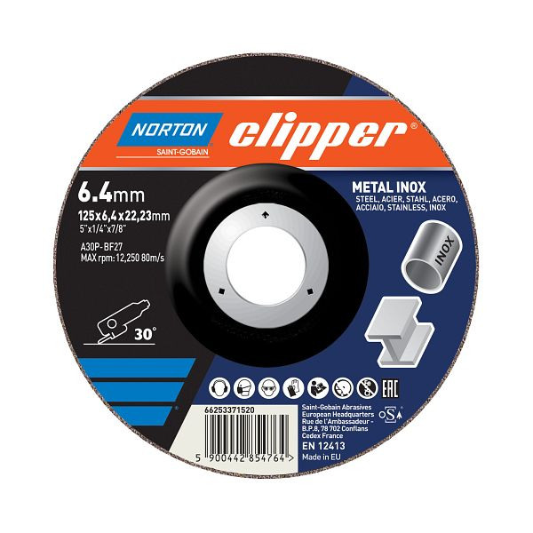 Norton Clipper Trennscheibe gekröpft, Metall Ø230x6,4x22,23mm, VE: 10 Stück, 66253371522
