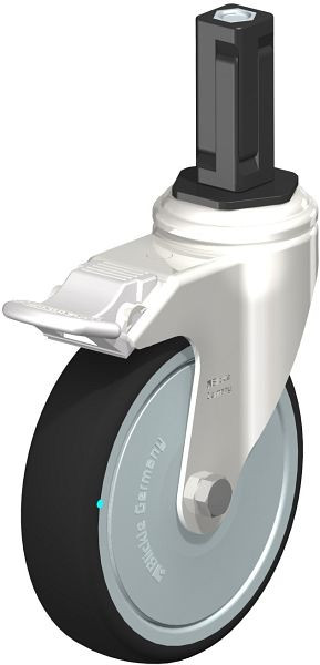 Blickle LKRXA-PATH 126KD-11-FI-FK-EXV13 Edelstahl-Apparate-Lenkrolle mit Expander & Feststeller, Thermoplastisches Polyurethan, Grau, 853492