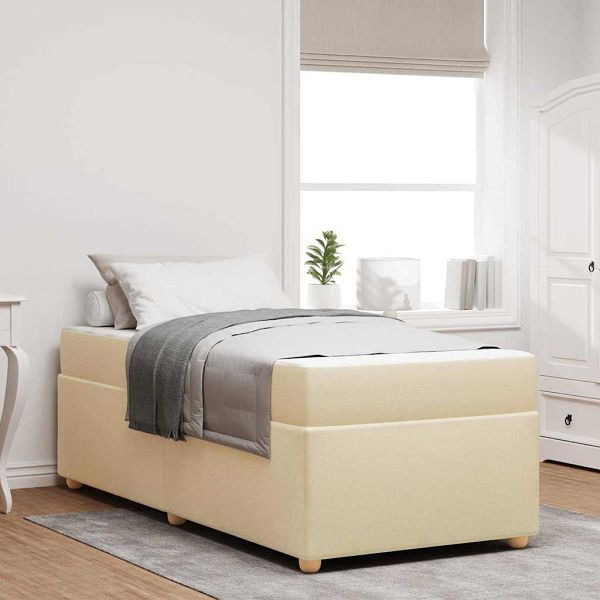 vidaXL Bettgestell mit Matratze Creme 100 x 200 cm Stoff, 3399340