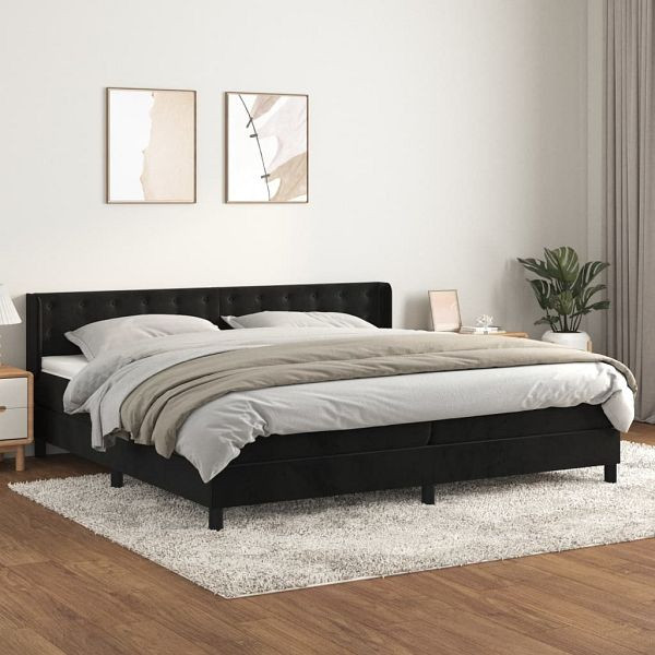 vidaXL Boxspringbett mit Matratze Schwarz 200x200 cm Samt, 3131221