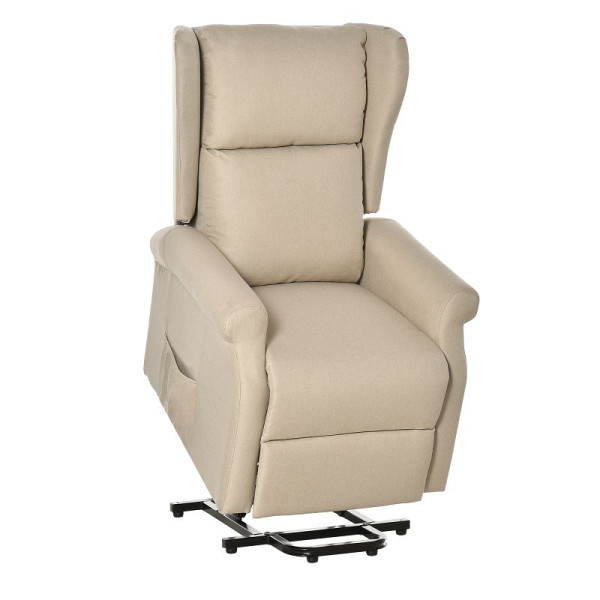HOMCOM Relaxsessel, Aufstehhilfe, Liegefunktion, bis 200 kg, 72,5x94x109cm, Cremeweiß, 713-031CW