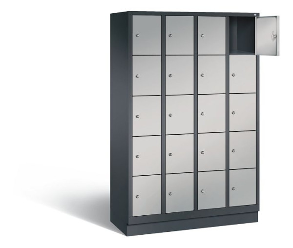 C+P Schließfachschrank Evolo, H1800xB1190xT500mm, Farbe: Schwarzgrau / Weißaluminium, 48020-405 S10022