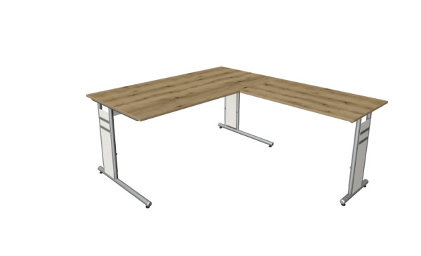 Kerkmann Schreibtisch B 1600 x T 800 x H 680-820 mm mit Ansatz/Anbautisch, Form 4, Asteiche, 11409055