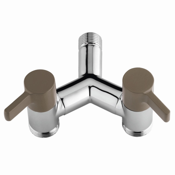 Aquajet Doppel-Y-Zapfstelle ECO grau, verchromt, VE: 4 Stück, 73145GRT