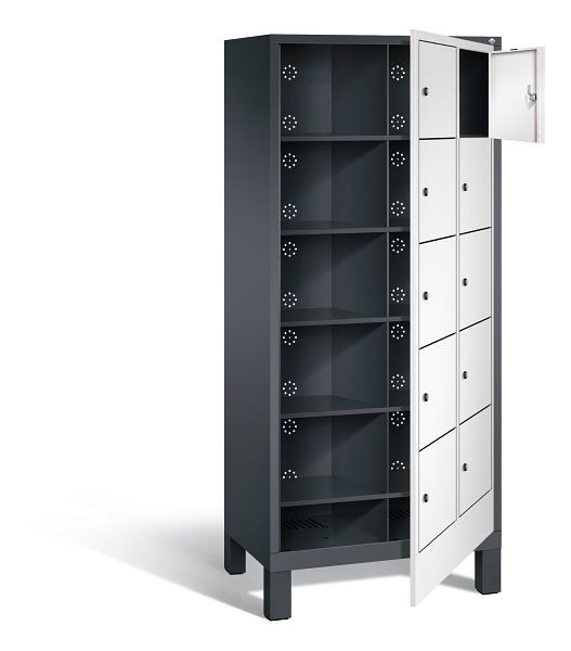 C+P Wäsche-Sammelschrank Evolo, H1850xB810xT500mm, Farbe: Schwarzgrau / Verkehrsweiß, 48060-205 S10231