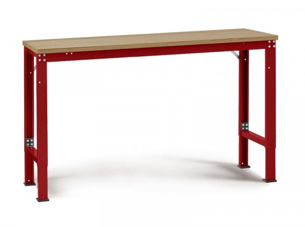 Manuflex Arbeits-Grundtisch UNIVERSAL Spezial mit Multiplexplatte, BxTxH = 2000 x 1200 x 722-1022 mm, Rubinrot, AU7135.3003