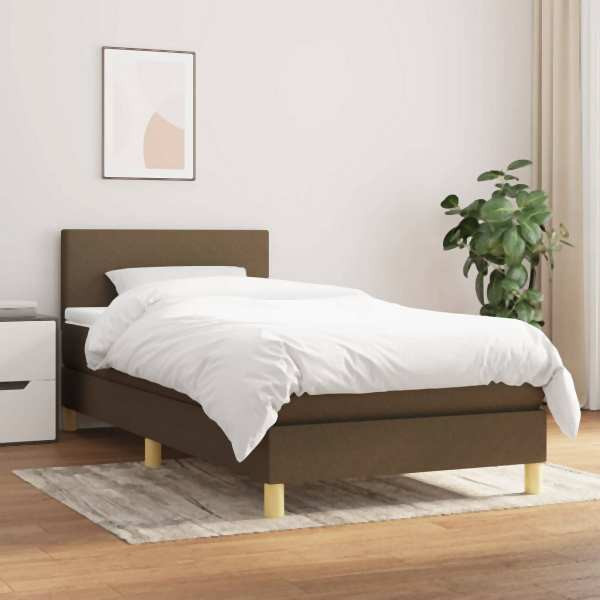 vidaXL Boxspringbett mit Matratze Dunkelbraun 80x200 cm Stoff, 3140412