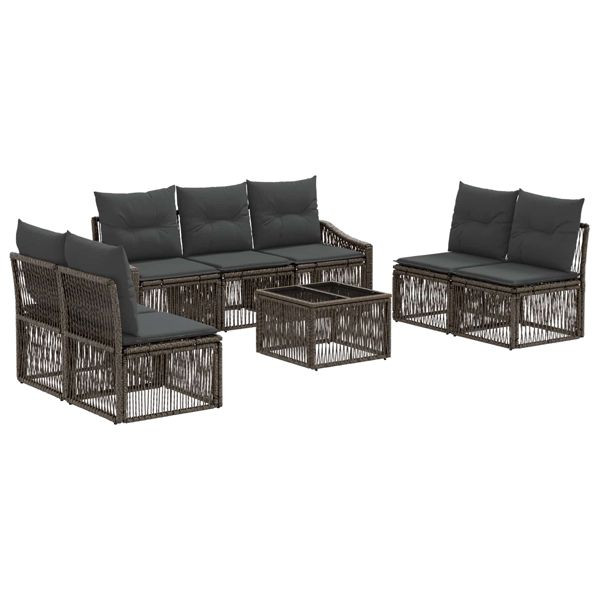 vidaXL Gartensofa-set 8-teilig Grau Poly-Rattan, 3435977