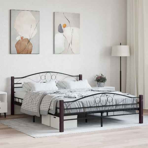 vidaXL Bettgestell Schwarz Metall 160×200 cm, 285294, 8719883729695