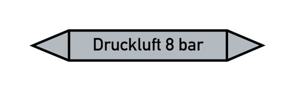 Schilder Klar Rohrleitungskennzeichen Druckluft 8 bar, 187x26 mm Folie selbstklebend, 101511/61