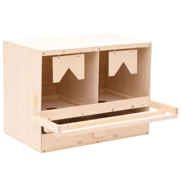 vidaXL Legenest für Hühner 2 Fächer 63x40x45 cm Massivholz Kiefer, 170652