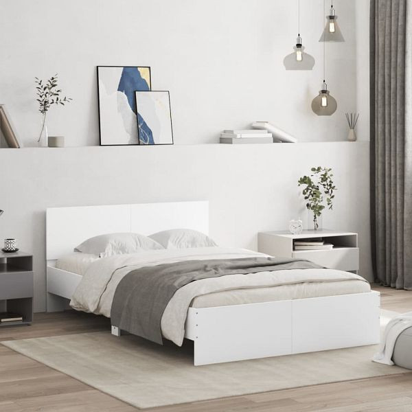 vidaXL Bettgestell mit Kopfteil Weiß 120x200 cm, 3207490