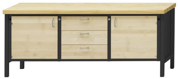 ANKE Werkbänke Kastenwerkbank, Modell 122 VH, 2000 x 700 x 890 mm, RAL 7016/Buche, BMP 40 mm, 310.213