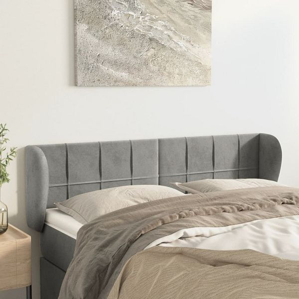 vidaXL Kopfteil mit Ohren Hellgrau 147x23x78/88 cm Samt, 3117192