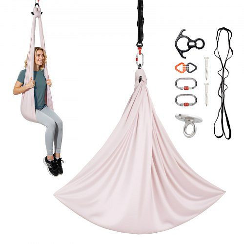 VEVOR Aerial Yoga Hängematte Rosa, Tragkraft 136 kg, Nylongewebe, Daisy Rope, PE-Tasche, Gymnastikschaukel, Anti-Gravity., GGDC2815MCSHUQJ1C001V0