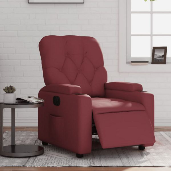 vidaXL Relaxsessel Elektrisch Weinrot Kunstleder, 3204762