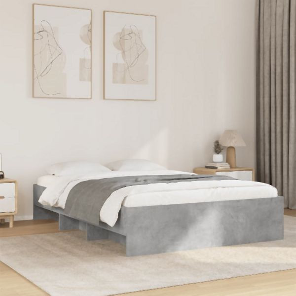 vidaXL Bettgestell Betongrau 120x190 cm Holzwerkstoff, 3295698