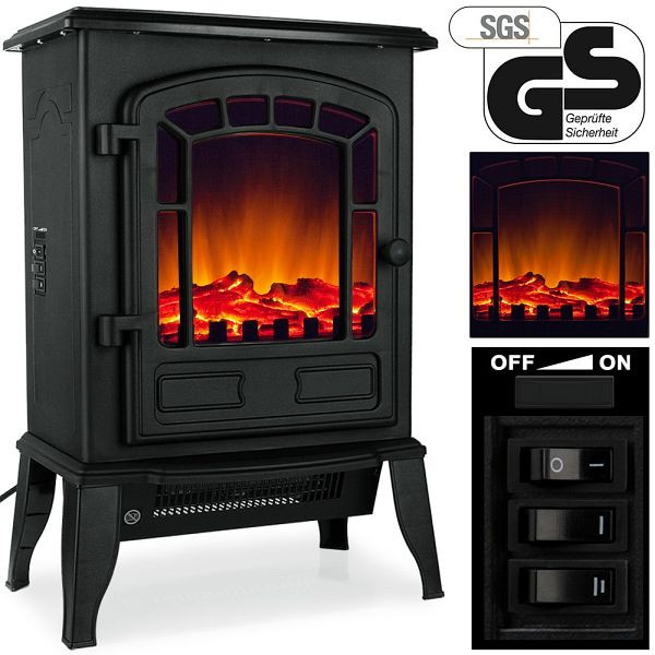monzana Elektrischer Kamin Schwarz 2000W mit Heizung, 103239