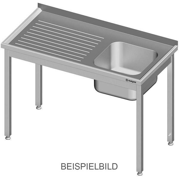 Stalgast Spültisch ohne Grundboden 1300x700x850 mm, mit einem Becken links, mit Aufkantung, verschweißt, VST13720LA