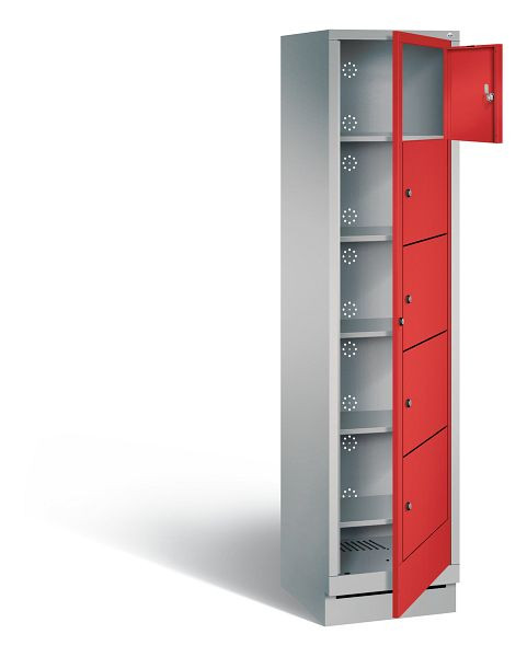 C+P Wäsche-Ausgabeschrank Evolo, H1800xB420xT500mm, Farbe: Weißaluminium / feuerrot, 48160-105 S10089