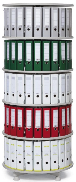 Deskin Ordnersäule mit 5 Etagen, hellgrau Holz, Etage einzeln drehbar, H 1930 mm, Durchmesser 800 mm, 269958