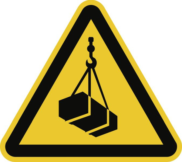 Moedel Warnung vor schwebender Last ISO 7010, Aluminium, 400 mm Seitenlänge, 59034