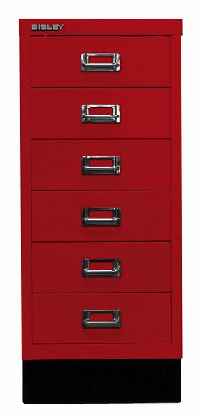 Bisley MultiDrawer, 29er Serie mit Sockel, DIN A4, 6 Schubladen, kardinalrot, L296S670