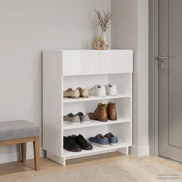 vidaXL Schuhschrank 73 x 38 x 87,5 cm Holzwerkstoff Hochglanz Weiß, 8011661