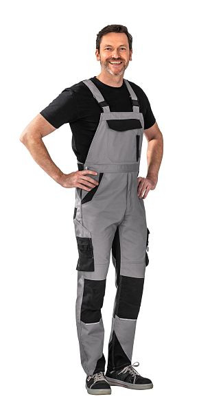 Planam Norit Herren Latzhose, zink/schwarz, Größe 24, 6526024