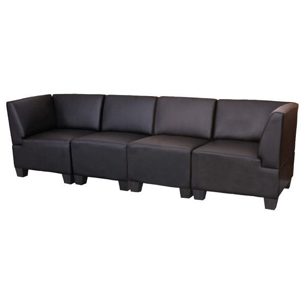 Mendler Modular 4-Sitzer Sofa Couch Lyon, Kunstleder, schwarz, hohe Armlehnen, 2x21699+2x21689+2x21716