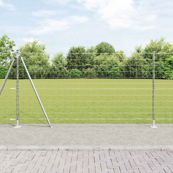 vidaXL Zaun mit Pfosten Silber 1.2 x 25 m Stahl, 3351042