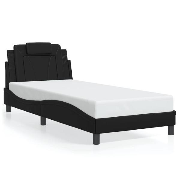 vidaXL Bettgestell mit Kopfteil Schwarz 90x190 cm Kunstleder, 3208061