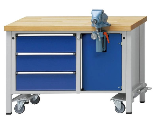 ANKE Werkbänke Montagewerkbank, Modell 706 V, 1270 x 700 x 850 mm, RAL 7035/5010, BMP 50 mm, 340.037