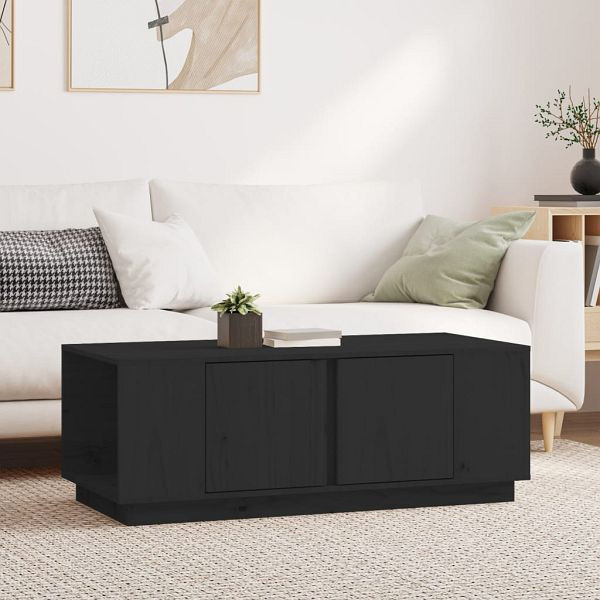 vidaXL Couchtisch Schwarz 110x50x40 cm Massivholz Kiefer, 814433