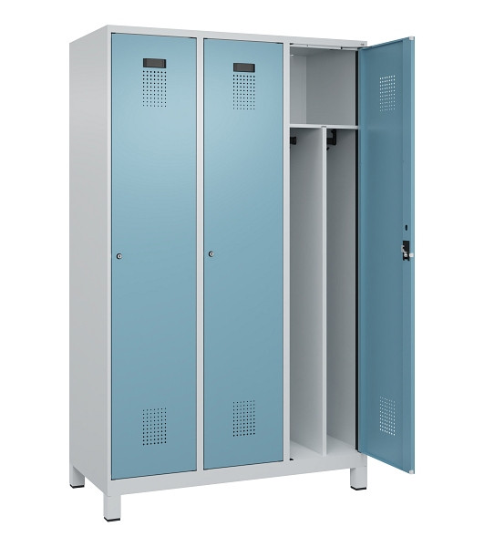C+P Spind Evolo PLUS, mit Füßen, 3 Abteile, 1950x1200x500mm, 7035/0010, Verschluss Zylinderschloss, 049010-32F S10036