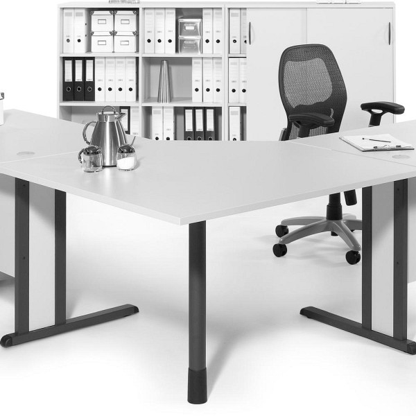 Deskin Verkettungsplatte MULTI M, Dekor lichtgrau, B 1200 x T 1200 x H 740 mm, 90° Quadrat, 258030