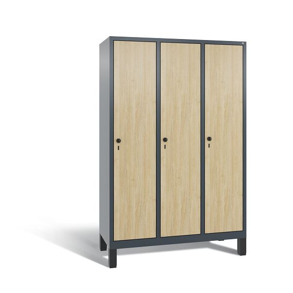 C+P Spind Evolo, 3 Abteile, H1850xB1200xT500 mm, Anthrazit/MDF Eiche, 48010-32 S10771