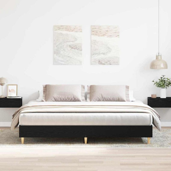 vidaXL Bettgestell Schwarze Eiche 200 x 200 cm Holzwerkstoff, 3329278
