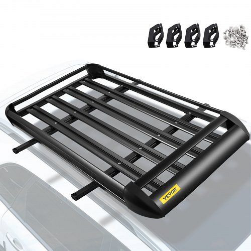 VEVOR Schwarz Aluminium Dachgepäckträger Korb, Gepäckträger 127 x 90 x 14 cm, Gepäck Fracht Träger 100 kg, HSLZCDJTYK0000001V0
