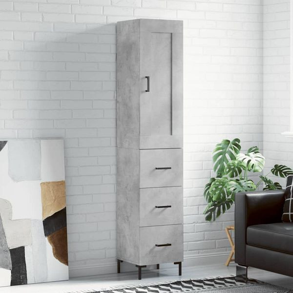 vidaXL Highboard Betongrau 34,5x34x180 cm Holzwerkstoff, 3200197