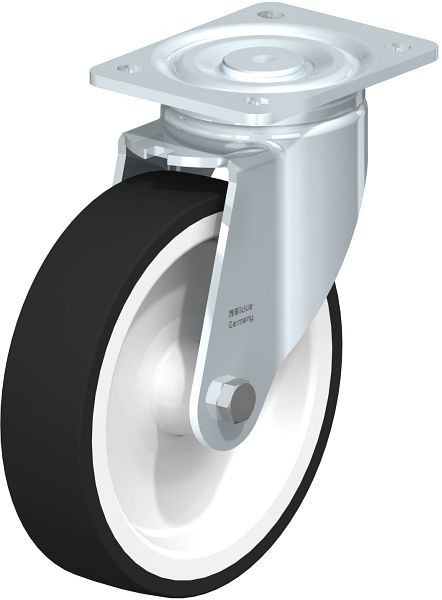 Blickle LH-POTH 200G Stahlblech-Lenkrolle, Schwerlast-Ausführung, mit Anschraubplatte, Thermoplastisches Polyurethan, Grau, 278952