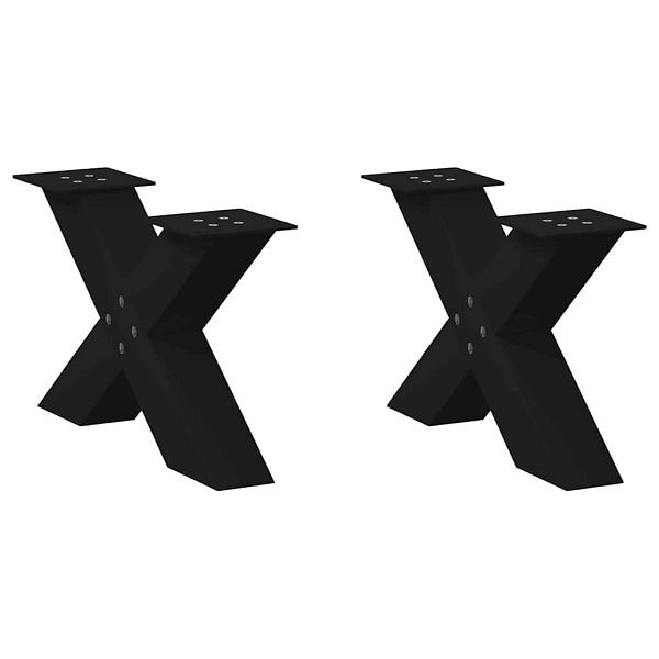 vidaXL Couchtischbeine X-Form 2 Stk. Schwarz 50x(30-31) cm Stahl, 4012936