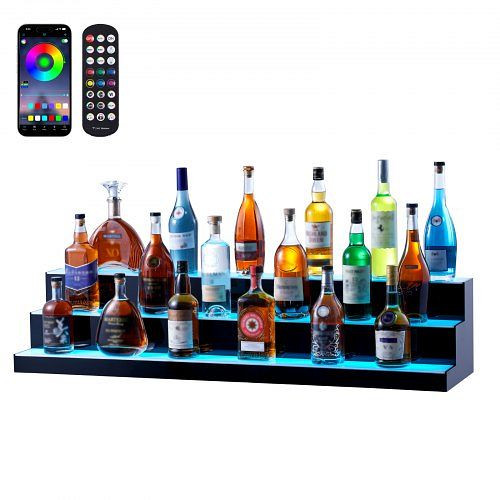 VEVOR Barregal Weinregal LED Beleuchtung Wandmontage 3-stufig 121cm Display, ZTXLEDJPZSJ3OGYT8V2